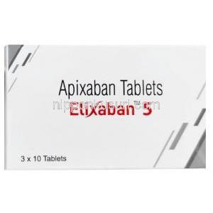 エリクサバン 5, アピキサバン 5 mg, 製造元：Sun Pharma, 箱表面