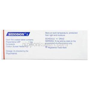 シゾドン 1, リスペリドン 1mg, 製造元：Sun Pharma,箱情報