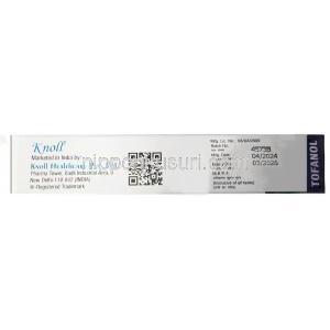 トファノール軟膏, トファシチニブ 2%, 軟膏  10 g, 製造元：Knoll Healthcare Pvt Ltd, 箱情報