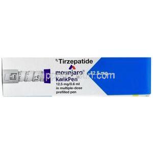 マンジャロ・クイックペン 12.5 mg, チルゼパチド0.6mLあたり 12.5 mg, 製造元：イーライリリー・アンド・カンパニー インド, 箱側面