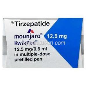 マンジャロ・クイックペン 12.5 mg, チルゼパチド0.6mLあたり 12.5 mg, 製造元：イーライリリー・アンド・カンパニー インド, 箱上面