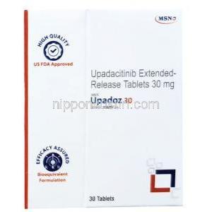 ウパドズ 30, ウパダシチニブ 30 mg, 30 錠（ボトル入り), 製造元： MSN Laboratories, 箱表面