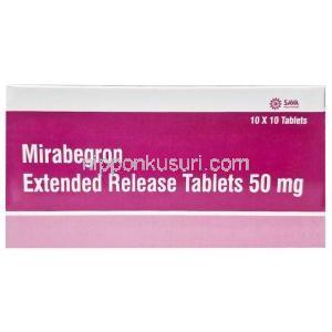 Sava社製ミラベグロン, ミラベグロン 50 mg, 製造元：Sava Healthcare,箱表面