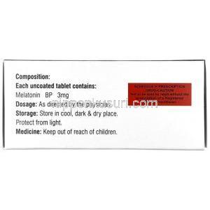 ノクチュラ, メラトニン 3 mg, 製造元：Fourrts India Laboratories Pvt Ltd, 箱情報