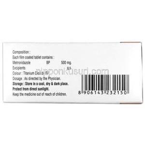 メトロプリン, メトロニダゾール 500 mg, 製造元：Johnlee Pharmaceuticals, 箱情報