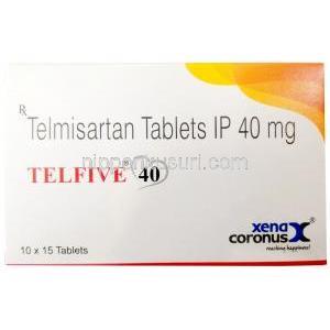 テルファイブ,テルミサルタン 40 mg, 製造元：Xena Coronus Health Care Pvt Ltd, 箱表面