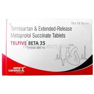 テルファイブ ベータ 25,テルミサルタン 40 mg/ メトプロロール 25 mg, 製造元：Xena Coronus Health Care Pvt Ltd, 箱表面