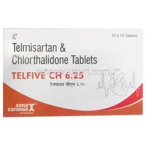 テルファイブ CH 6.25, テルミサルタン 40 mg/ クロルタリドン 6.25 mg , 製造元:Xena Coronus Health Care Pvt Ltd, 箱表面