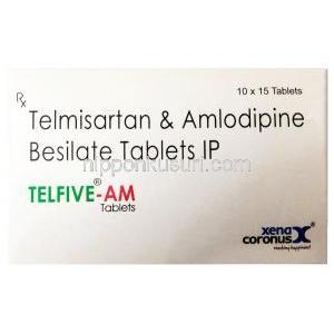 テルファイブ AM,テルミサルタン 40mg/ アムロジピン 5mg,製造元： Xena Coronus Health Care, 箱表面