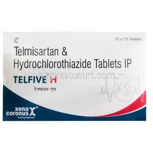 テルファイブ H, テルミサルタン 40 mg/ ヒドロクロロチアジド 12.5 mg, 製造元：Xena Coronus, 箱表面