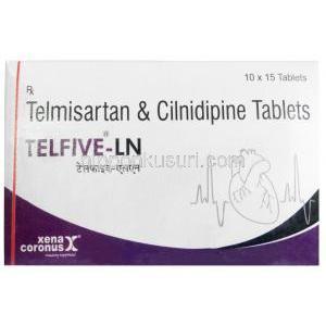 テルファイブLN, シルニジピン 10 mg/ テルミサルタン 40 mg, 製造元：Xena Coronus, 箱表面