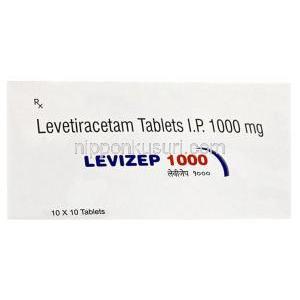 レビゼップ1000,レベチラセタム 1000 mg, 製造元：Lifecare Neuro Products Limited, 箱表面