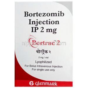 ボルトラック 2 注射, ボルテゾミブ 2 mg, バイアル, 製造元：Glenmark Pharmaceuticals,箱表面