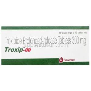 トロキシップOD, トロキシピド 300 mg, 製造元：Zuventus Healthcare Ltd, 箱表面