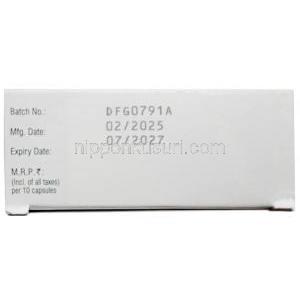 マイノス OD 100, ミノサイクリン 100 mg,カプセル (徐放性), 製造元：Sun Pharma,箱情報, 製造日, 消費期限