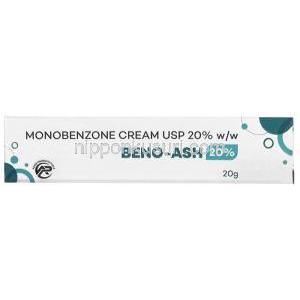 ベノアッシュ 20% クリーム, モノベンゾン 20%, Cream 20g,　製造元： Asher Pharmaceuticals, 箱表面