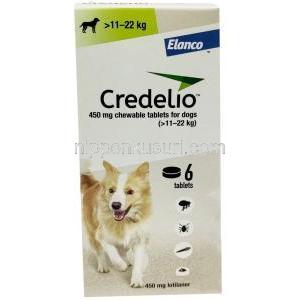 クレデリオ, ロチラネル 450mg 中型犬用(11 kgs以上-22 kgs) 6錠 （チュアブル錠),製造元： Elanco GmbH, 箱表面