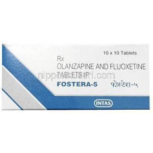 フォステラ 5, フルオキセチン 20mg/ オランザピン 5mg, 製造元：Intas Pharmaceuticals, 箱表面