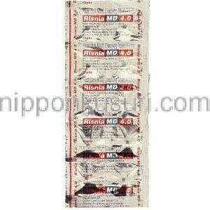 リスニア MD Risnia MD, リスパダール ジェネリック, リスペリドン 4mg 錠 (Cipla) 包装