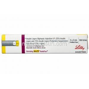 ヒューマログ ミックス25 クイックペン, インスリン リスプロ 二相性注射 100IU/mL 箱側面