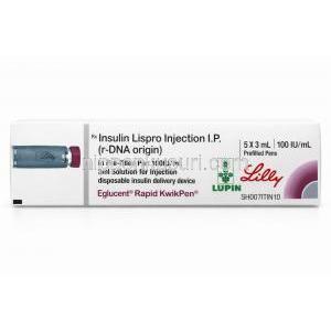 Eglucent Rapid KwikPen, Insulin Lispro Injection (Lupin) Box info