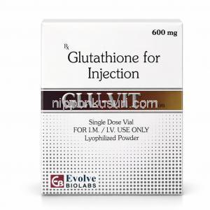 グルビット注射, グルタチオン 600mg, バイアル 5 mL, 箱表面