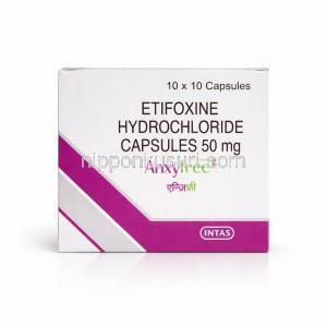 アンキシーフリー, エチオキシン 50 mg, 製造元：Intas Pharma, 箱表面