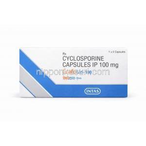 グラフォタス 100, シクロスポリン カプセル 100 mg (Intas) 箱正面