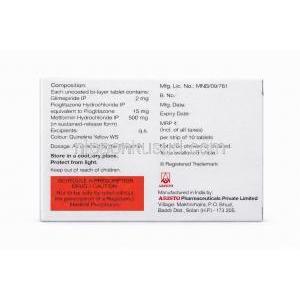 トリグリミプレックス 2, グリメピリド, ピオグリタゾン, メトホルミン  (Aristo), 箱 情報