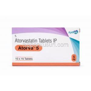 アトルバ 5, アトルバスタチン 錠剤 5 mg (Zydus) 箱正面