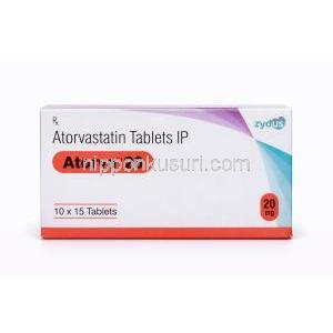 アトルバ 20, アトルバスタチン 錠剤 20 mg (Zydus) 正面
