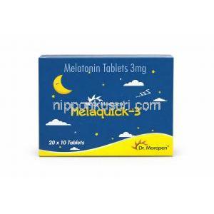 メラクイック,メラトニン 3 mg,製造元：Morepen Laboratories Ltd, 箱表面