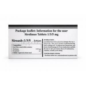 シロアッシュ, シロリムス, 製造元：Asher Pharmaceuticals, 箱情報, ユーザー向け情報