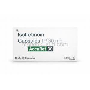 アキュレット 30, イソトレチノイン 30 mg, 製造元：WinLife Pharma, 箱表面