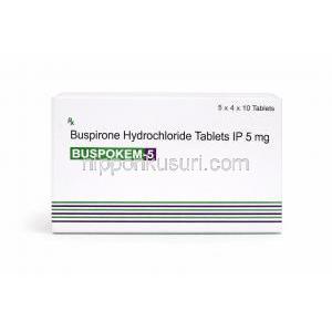 ブスポケム-5,ブスピロン 5 mg, 製造元：Elkem Healthcare, 箱表面