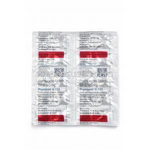 プラミロール-0.125, プラミペキソール 0.125 mg, 製造元：Intas Pharma,シート情報,注意事項, 製造元情報