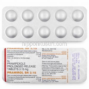 Pramirol-SR 3.15, Pramipexole 3.15mg, Intas Pharma, Blisterpack information