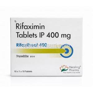 リファキシヒール, リファキシミン 550mg, 製造元：Healing Pharma India Pvt Ltd, 箱表面
