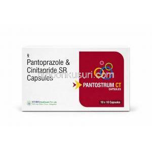 パントストラム CT, シニタプリド 3 mg/ パントプラゾール 40 mg 10 カプセル (徐放性), 製造元：Steris Healthcare, 箱表面