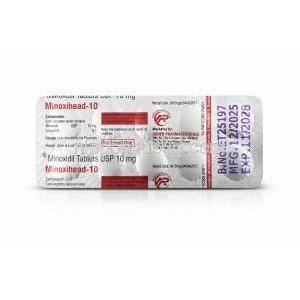 ミノキシヘッド 10, ミノキシジル 10 mg, 製造元：Asher Pharmaceuticals,シート情報