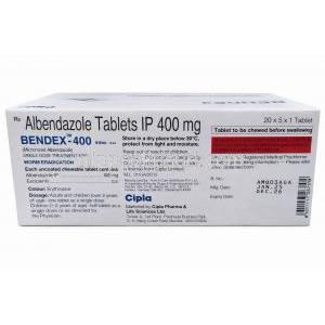 ベンデックス400, アルベンダゾール 400 mg, 商品情報(成分・用法・用量・注意事項)
