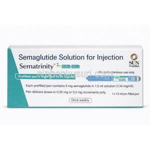 Sematrinity, Semaglutide Injection Prefilled Pen 0.25mg / 0.5mg, Box front view