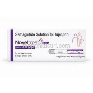 ノベルトリートペン型皮下注射, 0.25 mg/ 0.5mL  ペン型注射 (2回分), 製造元：Sun Pharma, 箱表面