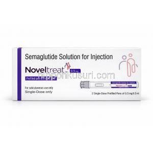 ノベルトリートペン型皮下注射, 0.5 mg/ 0.5mL  ペン型注射 (2回分), 製造元：Sun Pharma, 箱表面