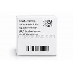 エルダナト-4, エルダフィチニブ 4 mg, 28 錠(ボトル入り), 製造元：Natco Pharma, 箱情報, 製造日, 消費期限