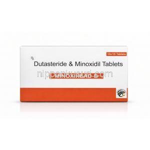 ミノキシヘッド D, デュタステリド 0.5 mg/ ミノキシジル 5 mg,清掃元：Asher Pharmaceuticals, 箱表面
