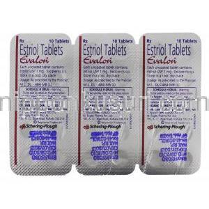 エバロン Evalon, エストリオール Estriol 1mg 錠 (Shering-Plough) 包装