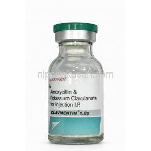 クラブメンチン注射, アモキシシリン1000mg/クラブラン酸200mg, 製造元：Wockhardt, ボトル