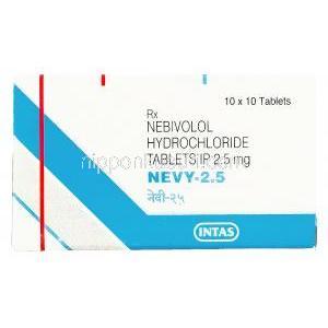 ネビー Nevy, ネビレット ジェネリック, ネビボロール 2.5mg 錠 (Intas) 箱