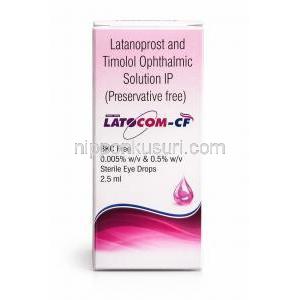 ラトコム-CF点眼薬, ラタノプロスト 0.005% / チモロール 0.5%  点眼薬 2.5 mL,製造元：Sun Pharma, 箱表面